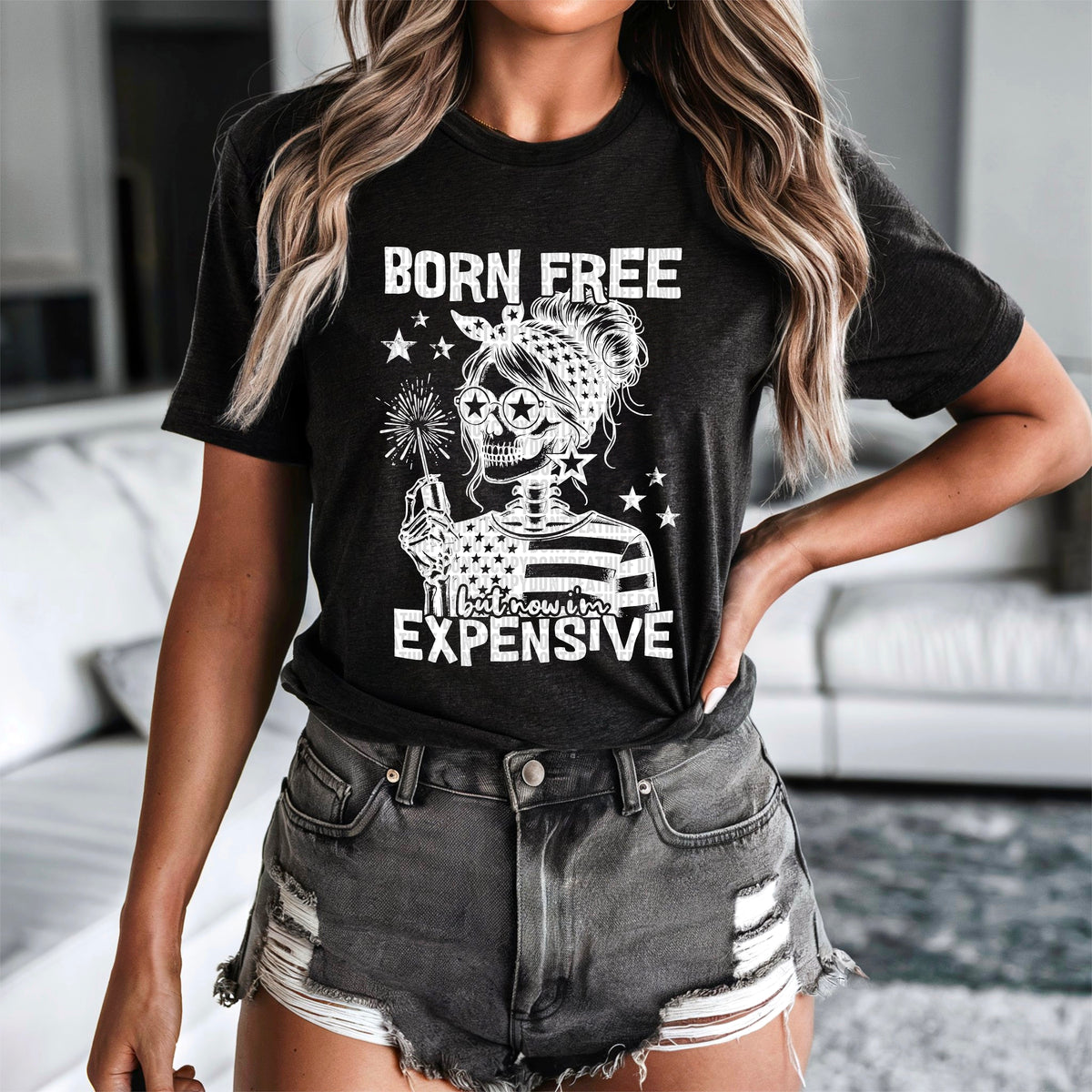 Born free but now I’m expensive white 93758 DTF transfer