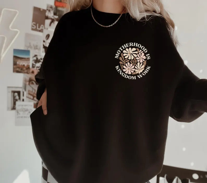 Motherhood is kingdom work tan font POCKET 67636 DTF transfer