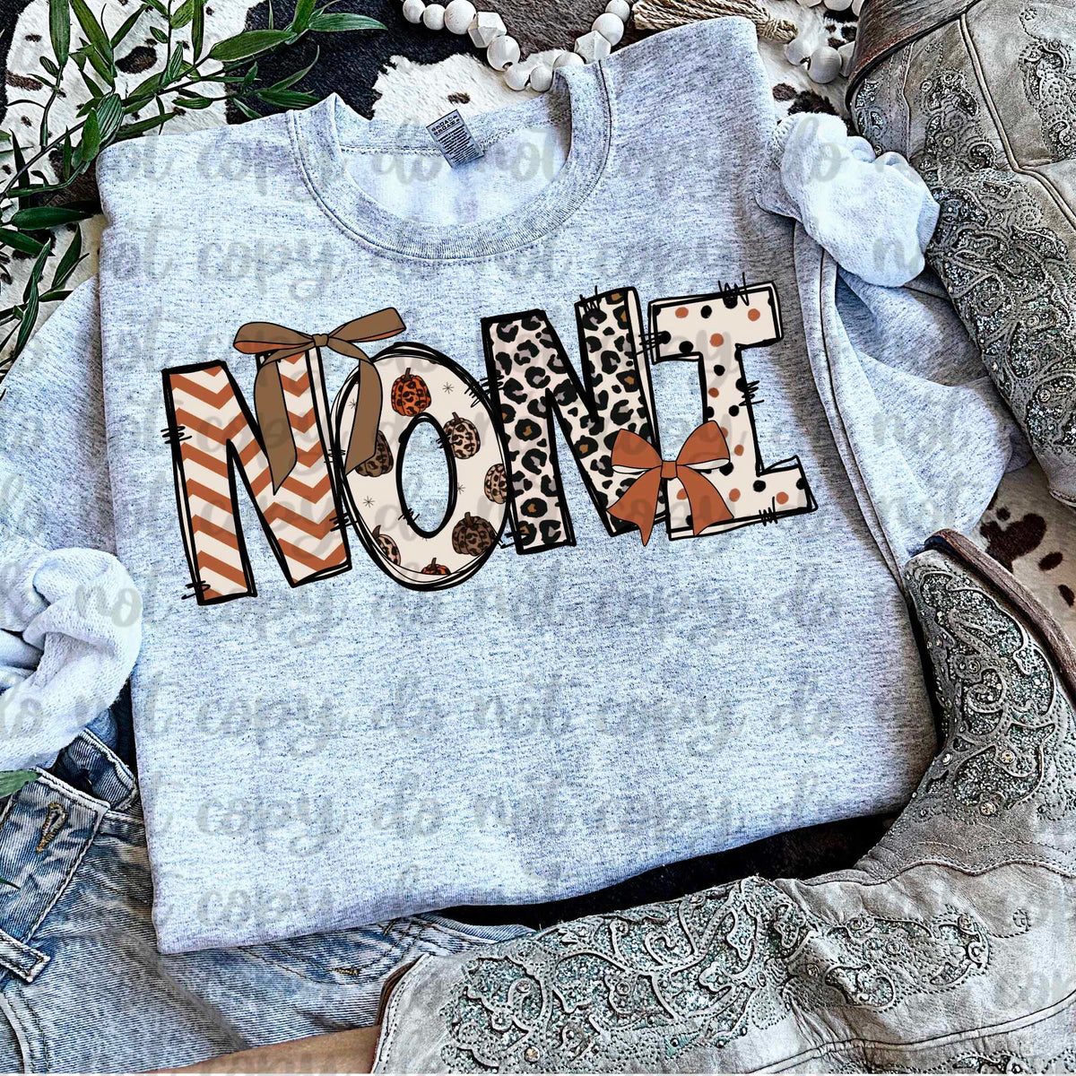 Noni fall names with bows (vintage) 60750 DTF transfer