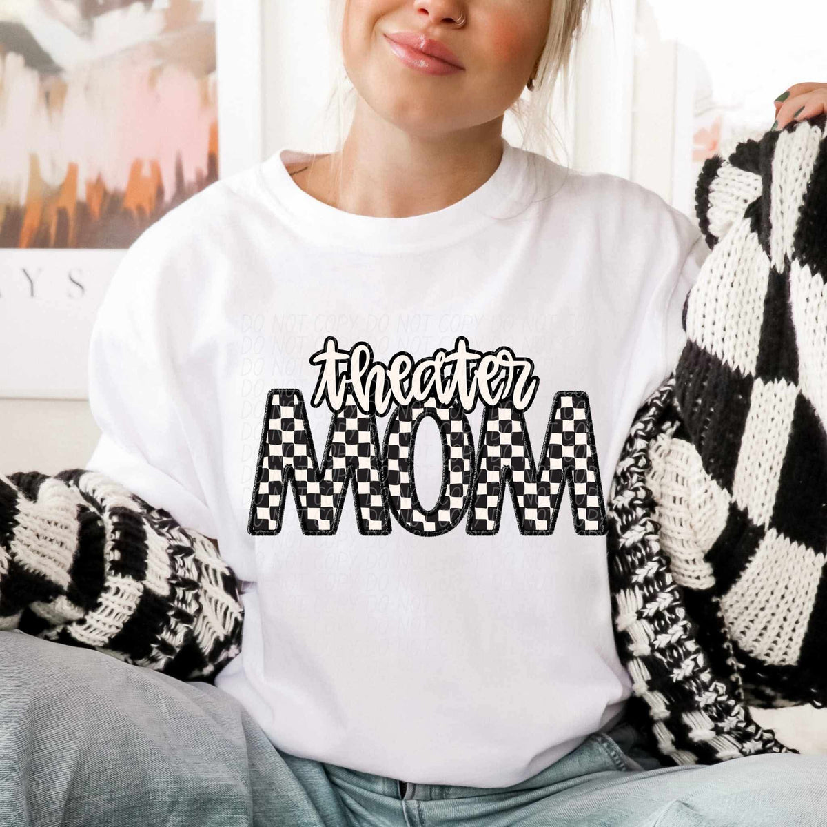 Theater mom checkered city DTF transfer