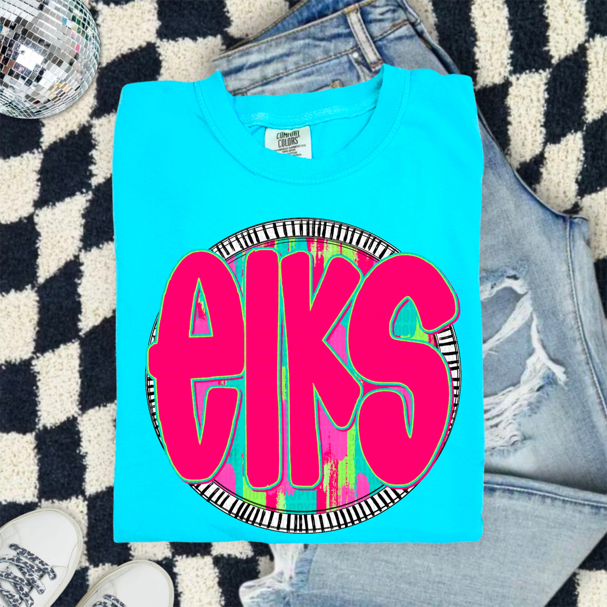 Elks pink font circle 103905 DTF transfer