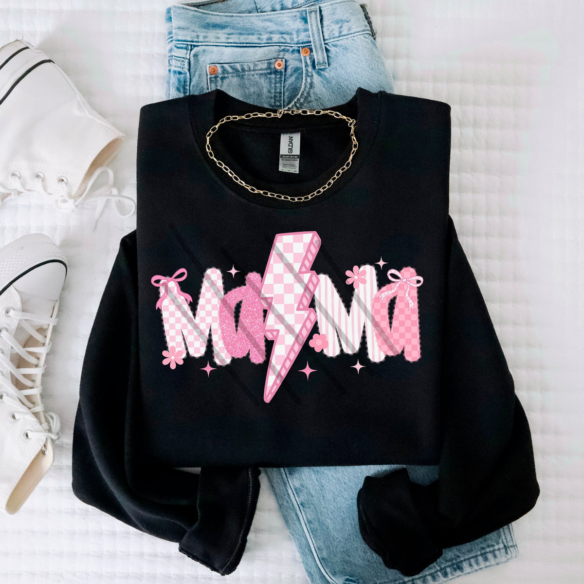 Pink patterned and lace mama (MZ) 113546 DTF Transfer