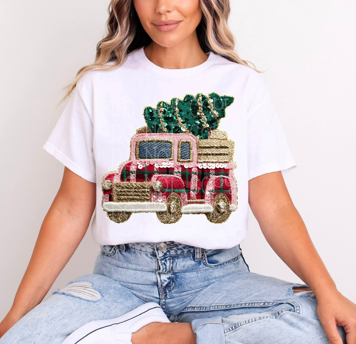 Christmas Truck faux sequins (C’s) DTF Transfer
