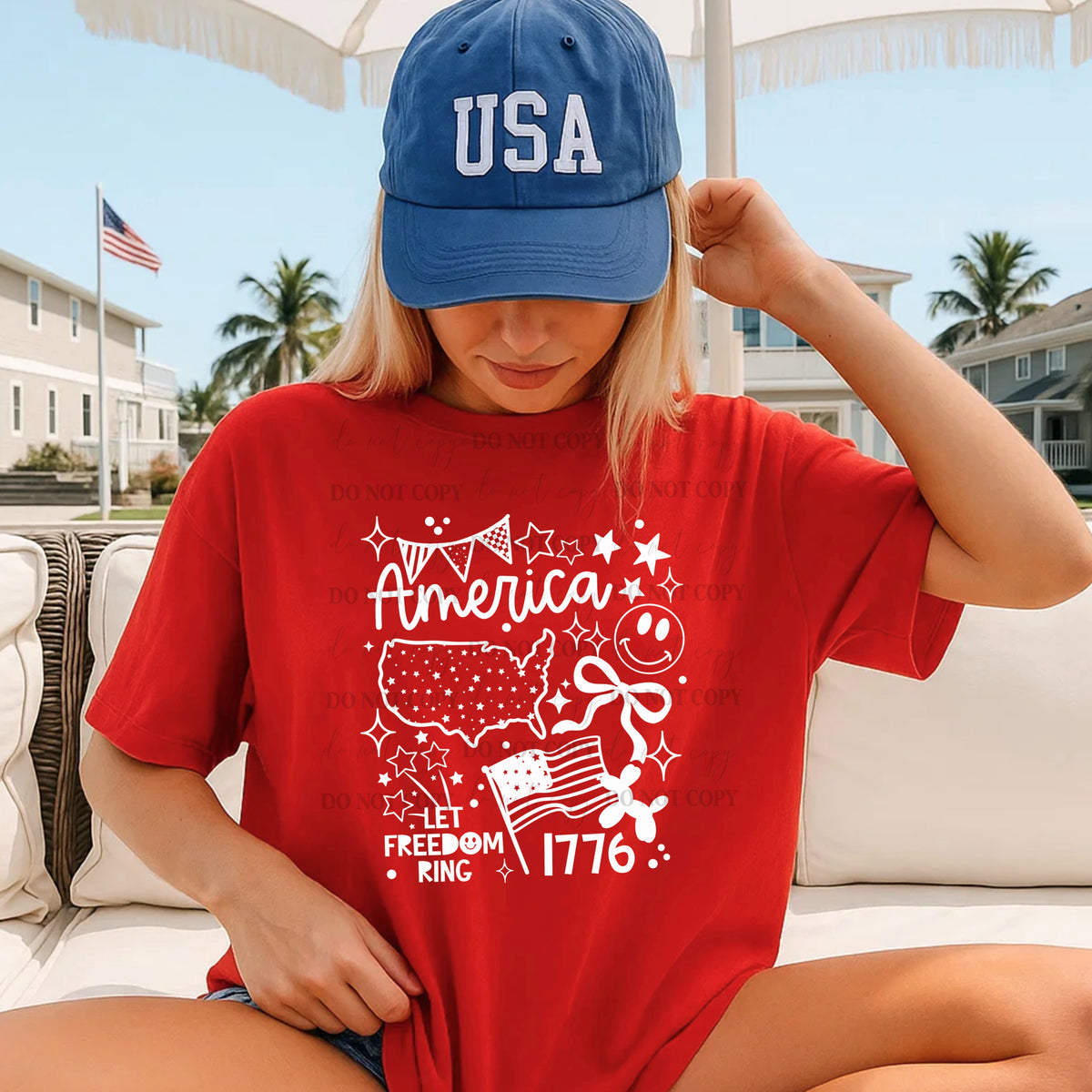 America single color doodles (semi-exclusive) DTF Transfer
