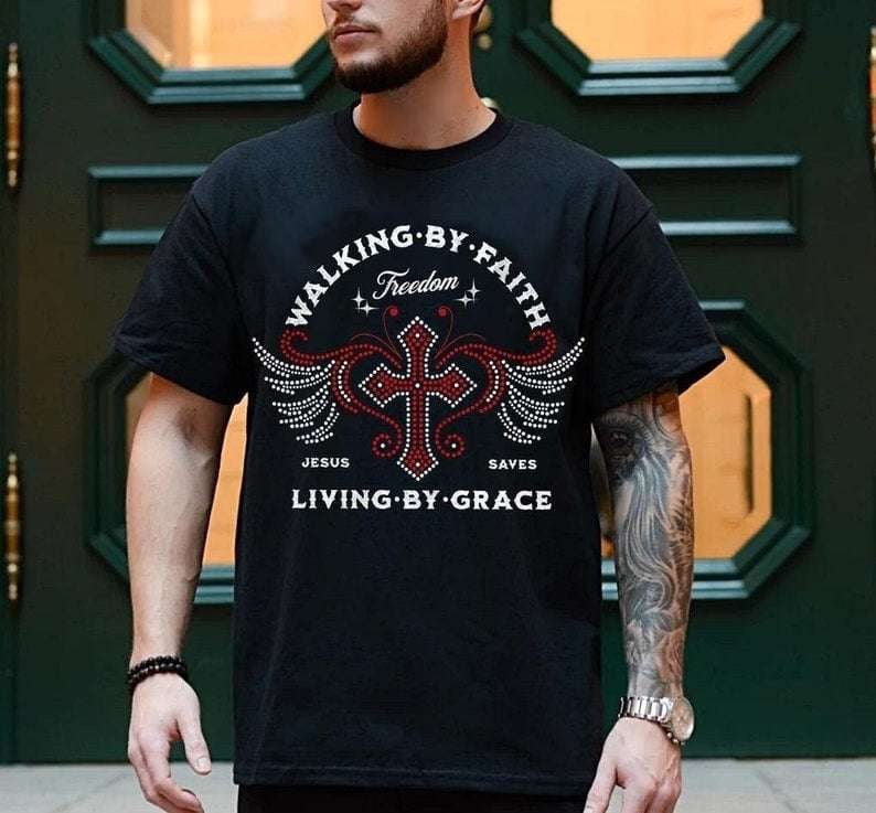 Walking by faith living by grace 65218 DTF transfer