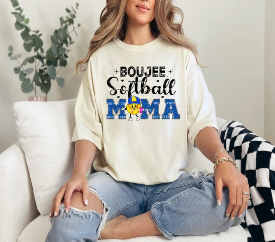 Boujee softball mama blue (40E) 92638 DTF transfer