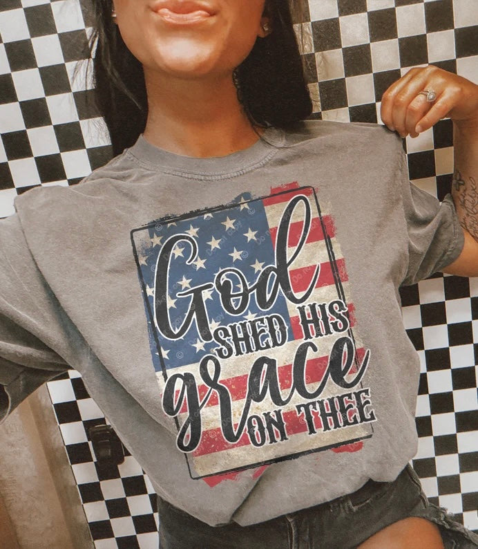 God shed his grace on thee American flag 98666 DTF transfer