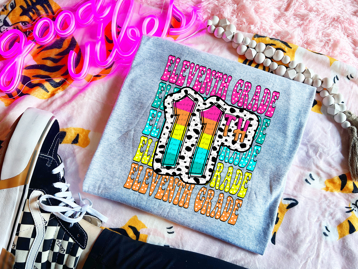 11th grade repeat print polka and rainbow 49782 DTF transfer