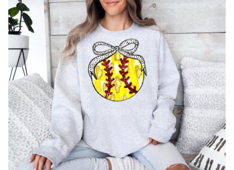 Softball with bow 85143 DTF transfer