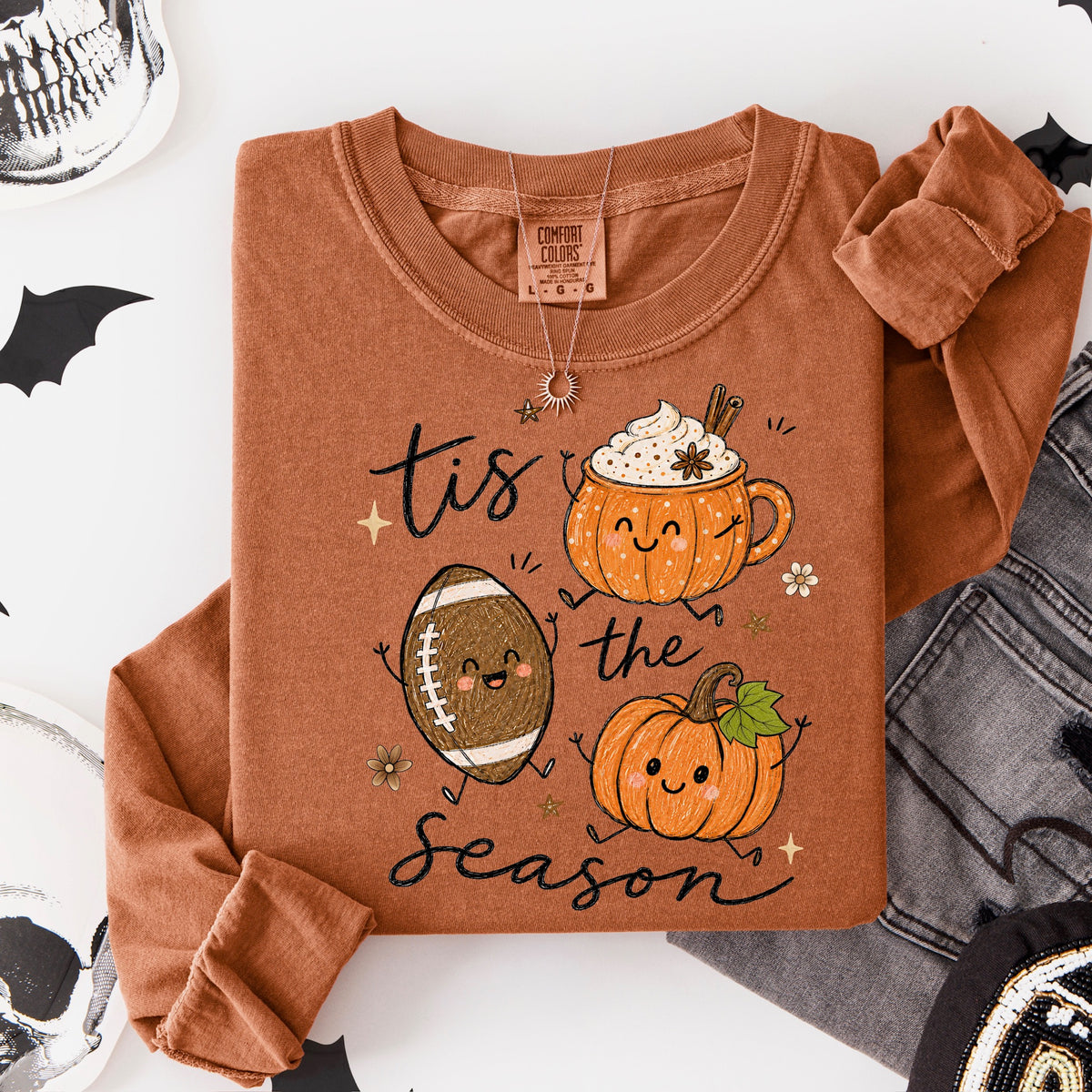 Tis the season (football and pumpkin mug) DTF Transfer