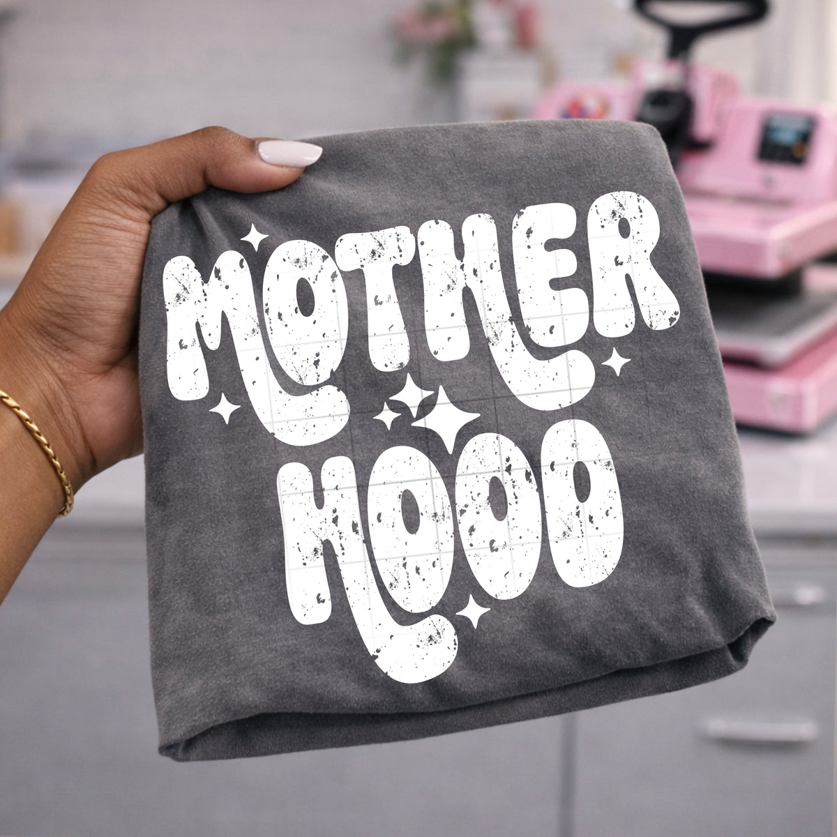Motherhood retro font white (CSC) DTF Transfer