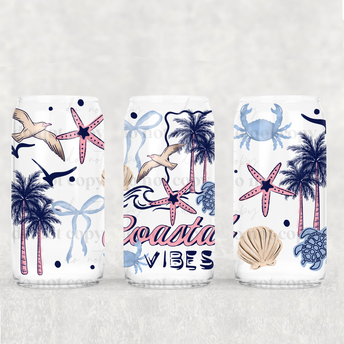 Coastal Vibes navy and pink (CSC) UV DTF WRAP