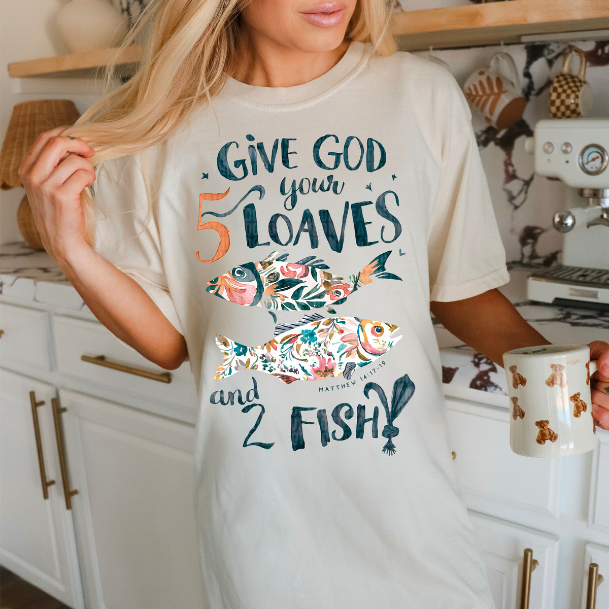 Give god your loaves and 2 fish 94958 DTF transfer