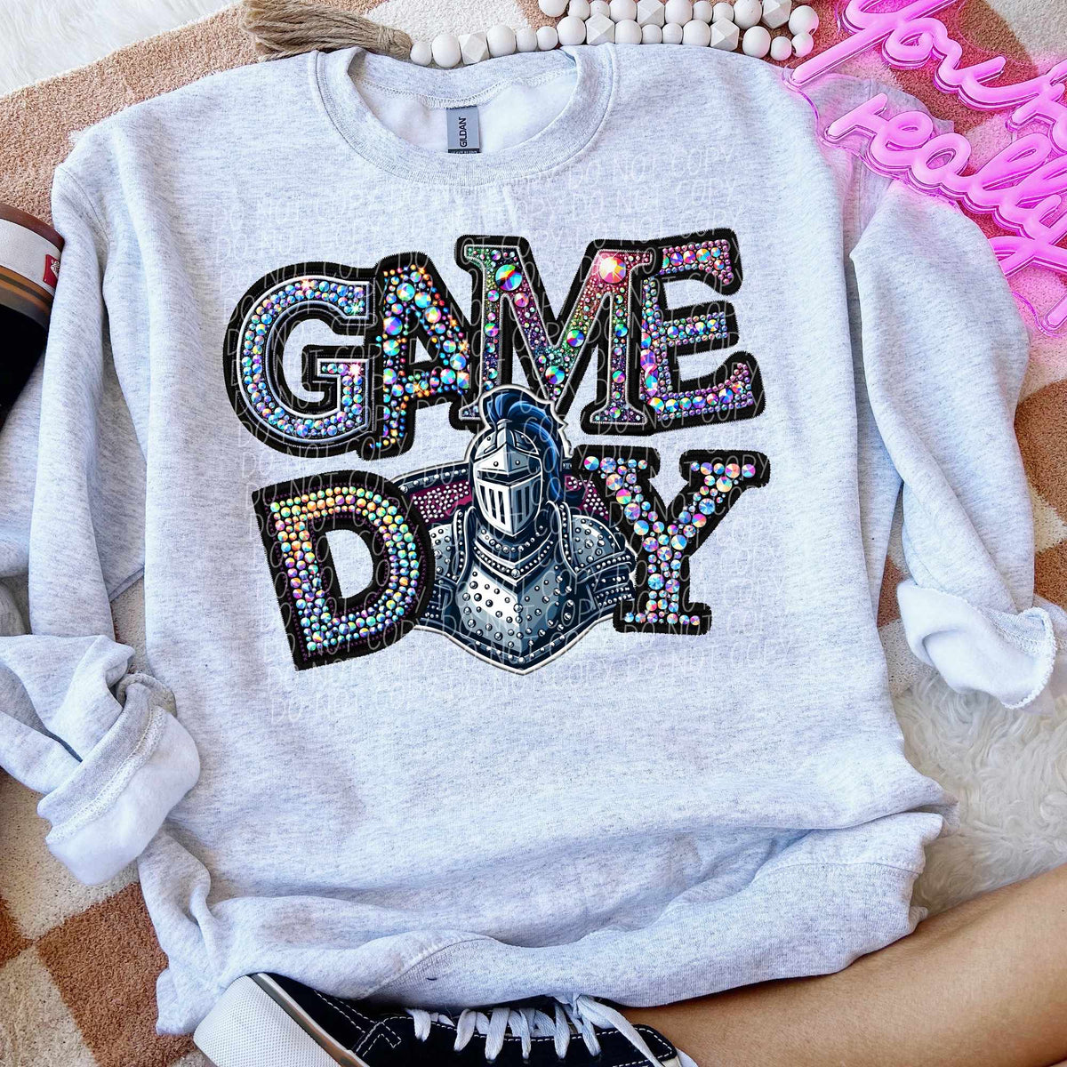 Game day knights rhinestone colored mascot (CITY) 44391 DTF transfer