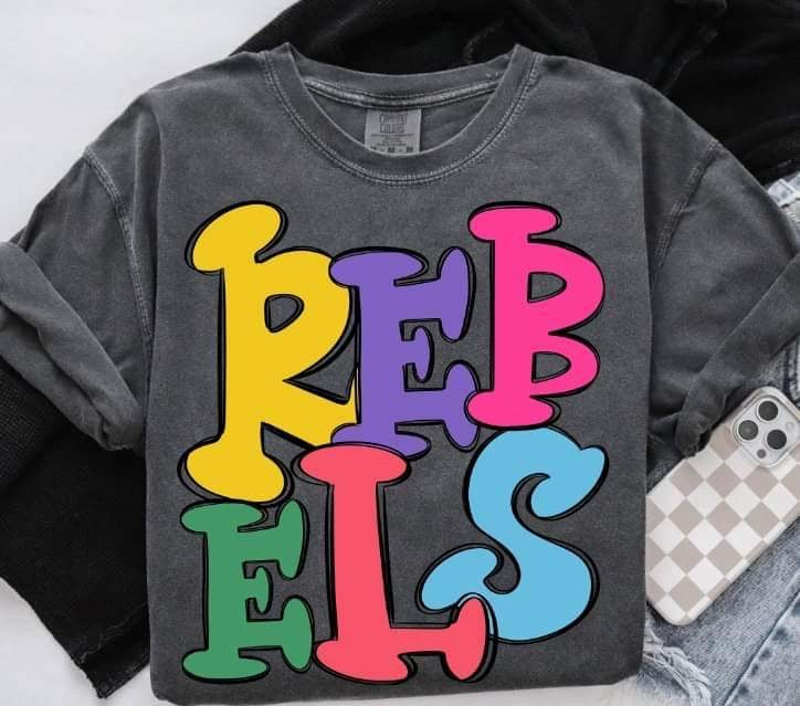 Rebels colorful bubble font (S&G) 64470 DTF transfer