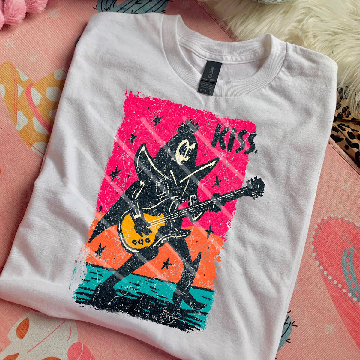 Ki$$ Guitar DISTRESSED (saved) 110424 DTF transfer