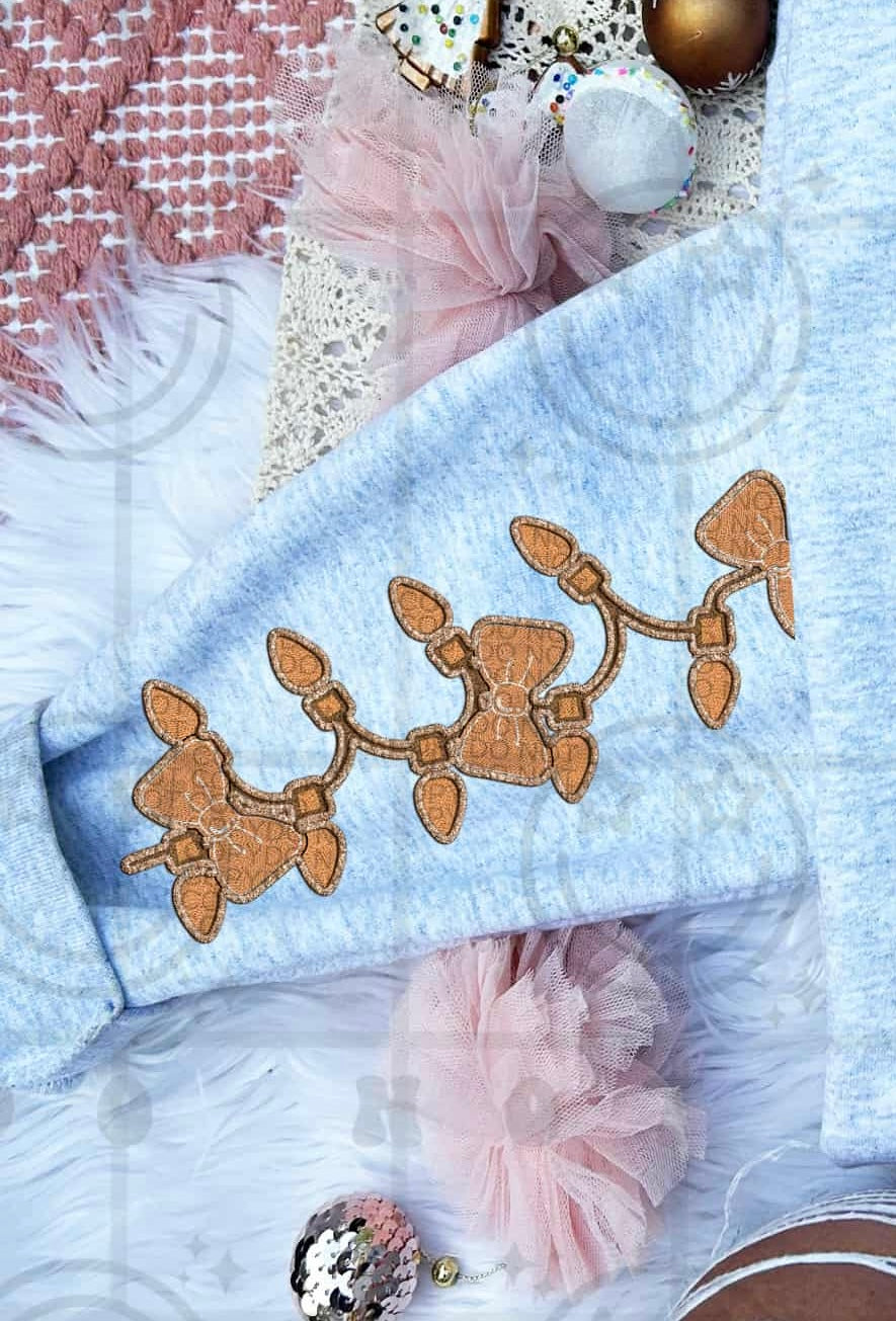 Gingerbread bow and lights sleeve (HW) DTF Transfer
