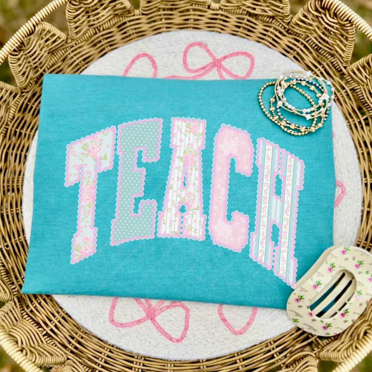 Teach variety font lace DTF transfer