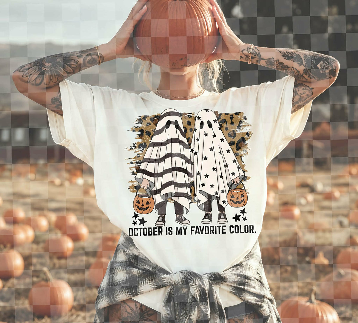October is my favorite color Christmas trees ghosts (Unhinged) DTF transfer