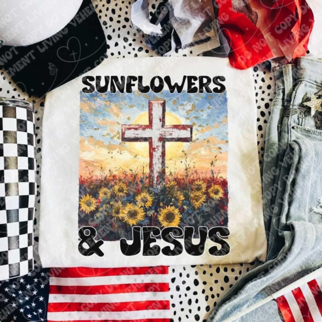 Sunflowers & Jesus (Vehement) 107274 DTF transfer