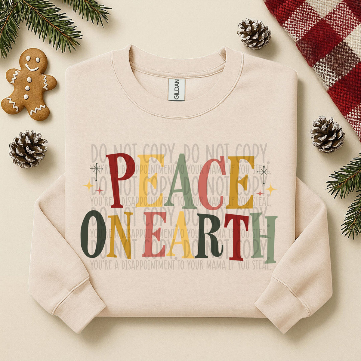 Peace on Earth (red green pink yellow) (SWD) DTF transfer