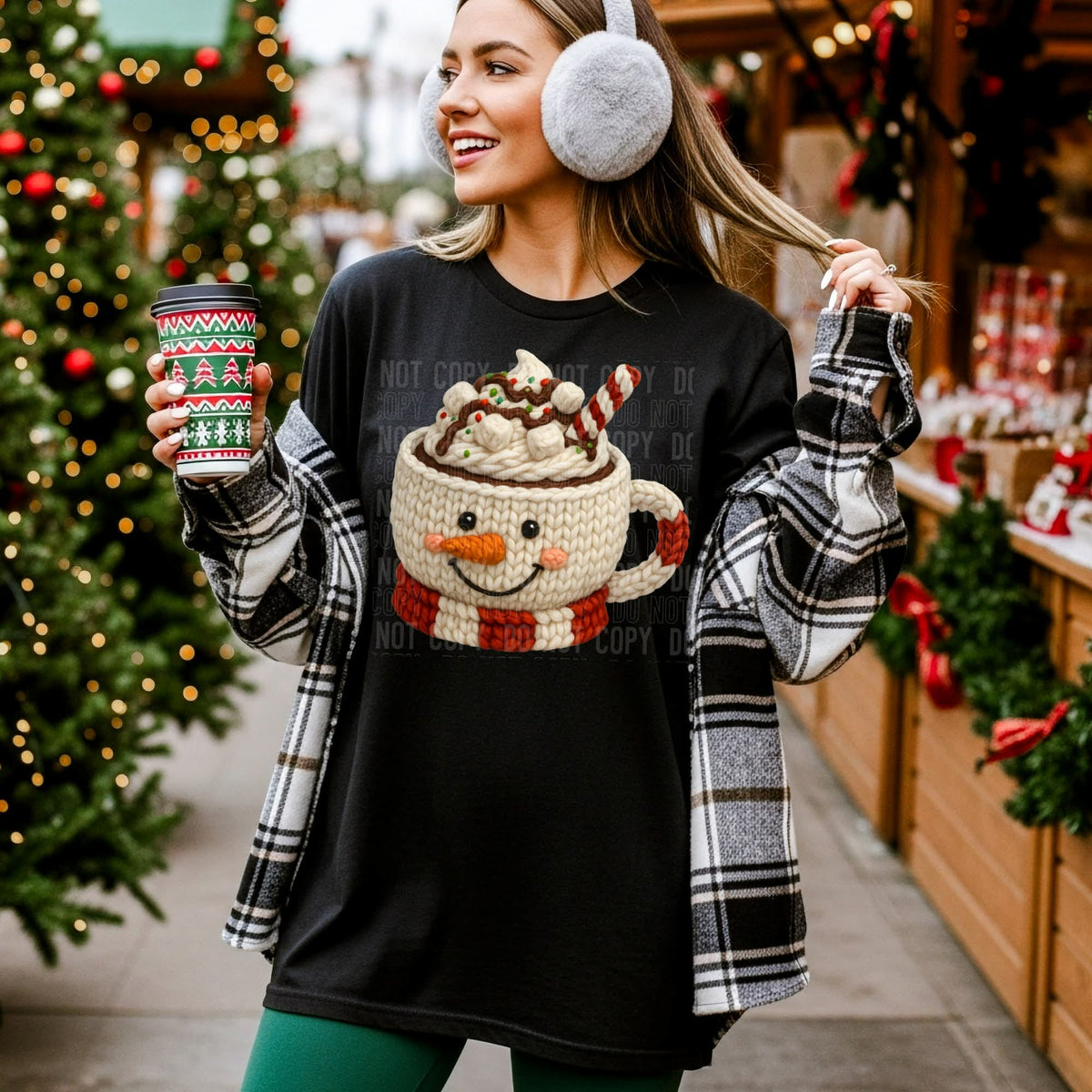 Faux yarn snowman hot cocoa (SBB) DTF Transfer