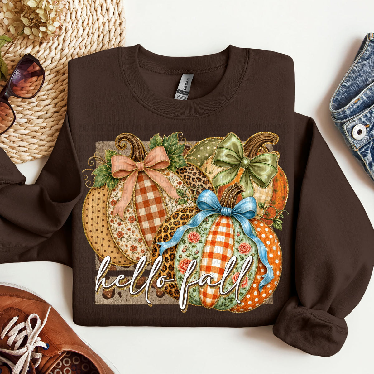 Hello fall fabric pumpkins  (VP) DTF Transfer