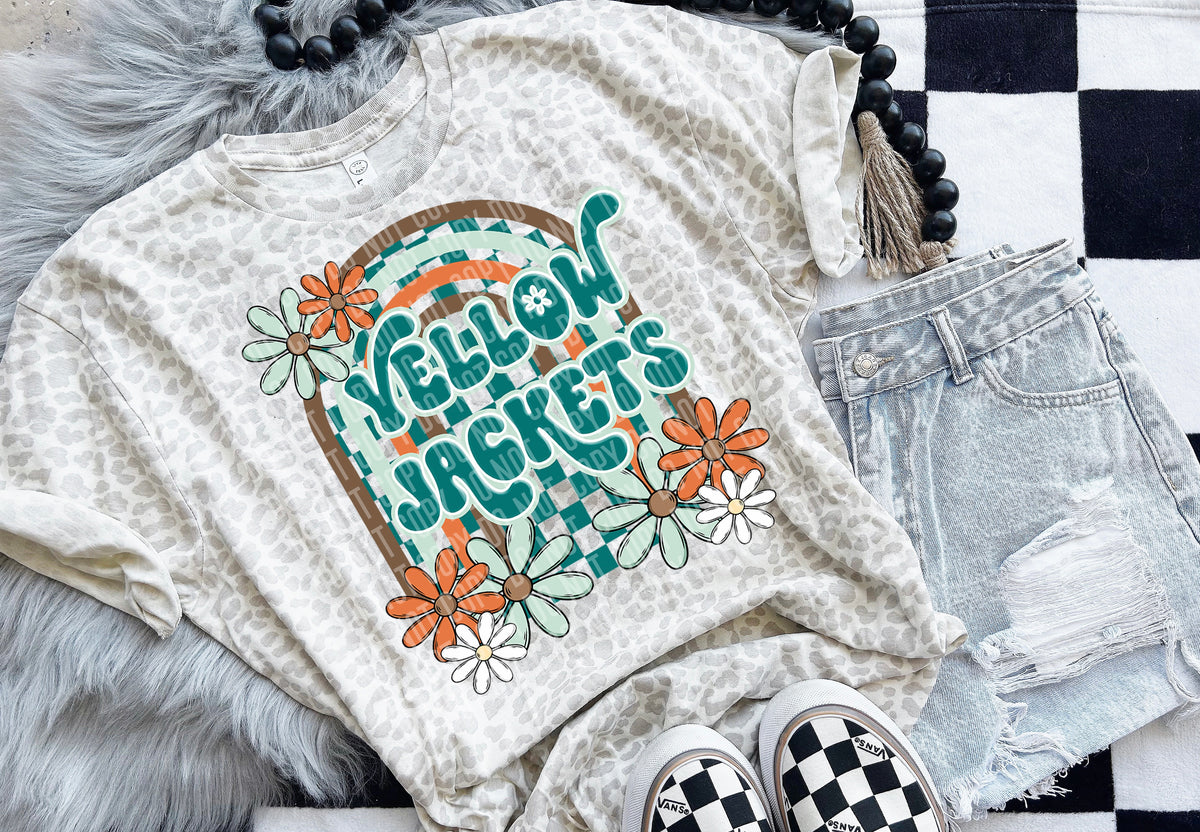 Floral Arch Mascot Yukon Yellow Jackets 49248 DTF TRANSFER