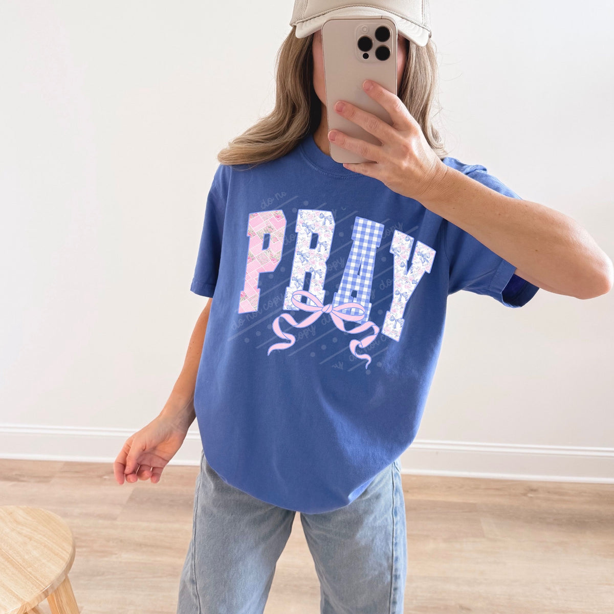 Pray pastel lace with bow DTF Transfer