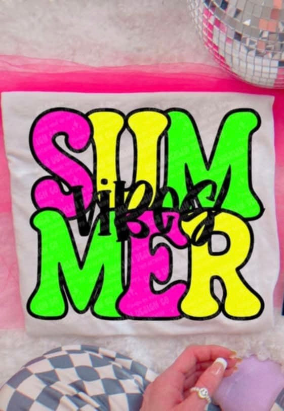 Summer vibes pink yellow green (UD) 99562 DTF transfer