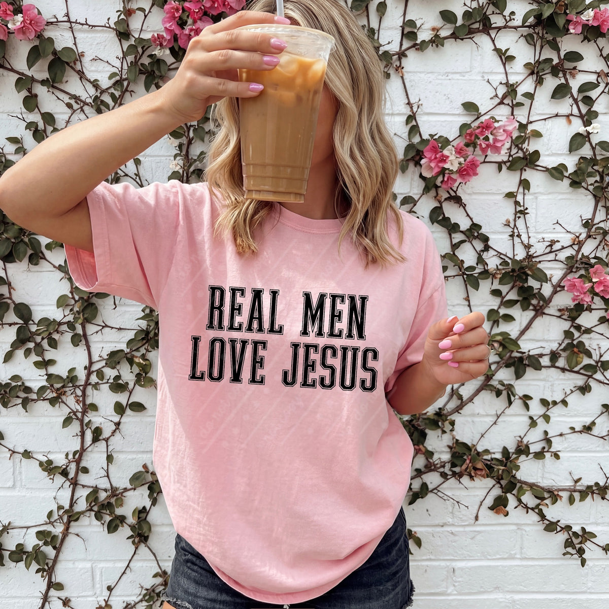 Real men love Jesus (black) (scarlow) DTF Transfer