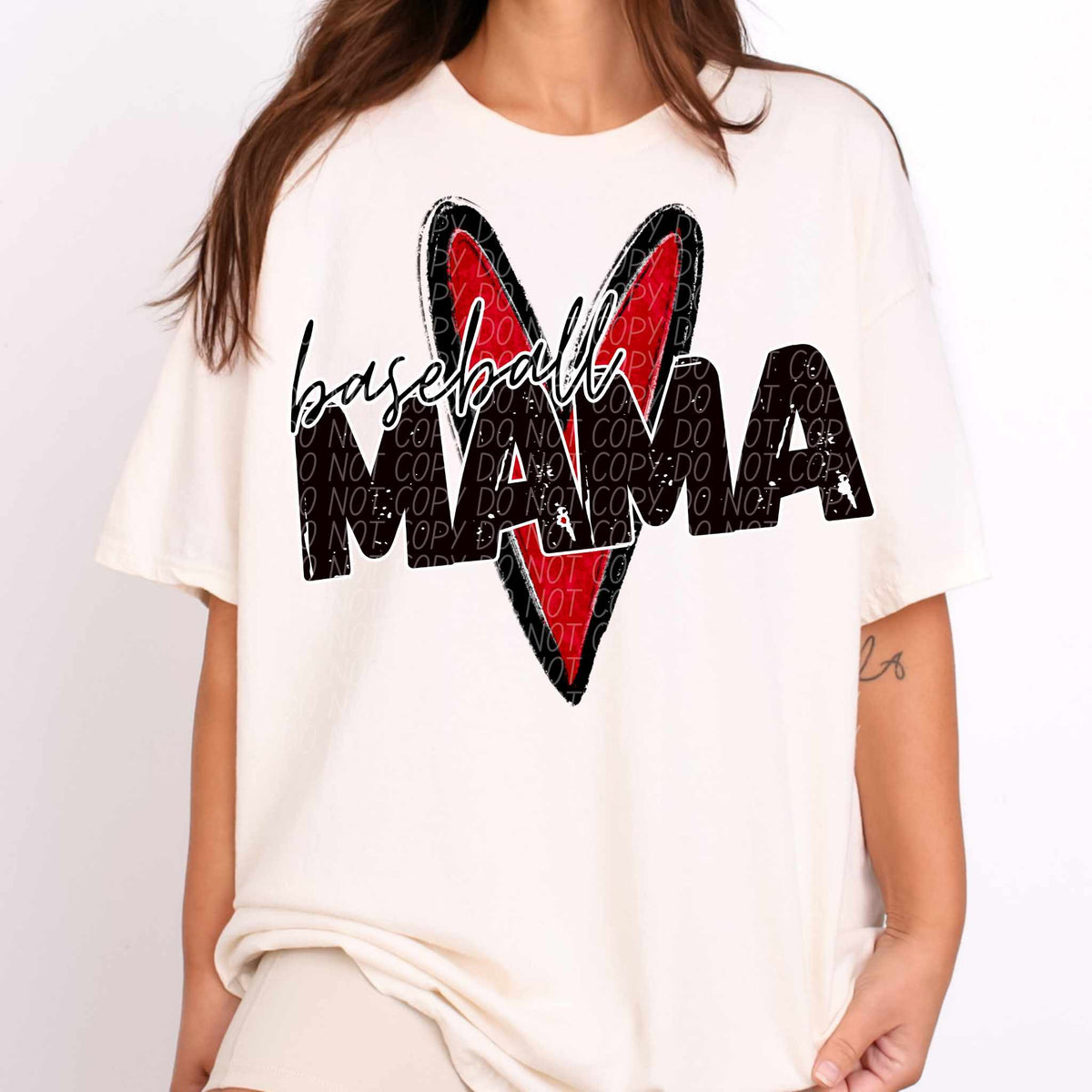 Baseball mama red heart (CITY) 84987 DTF transfer