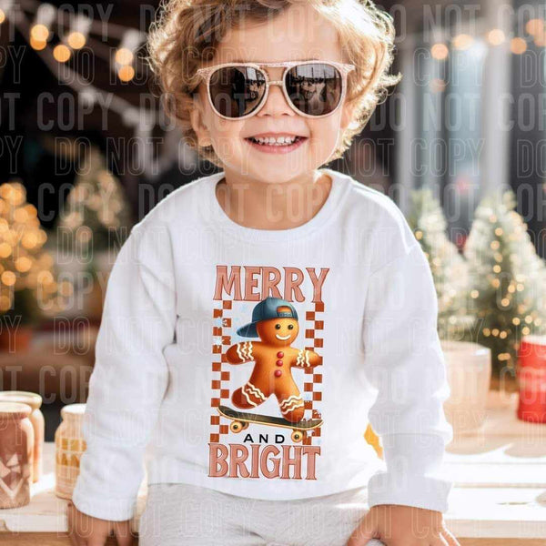 Merry and bright gingerbread skateboarding (SBB) 62517 DTF transfer