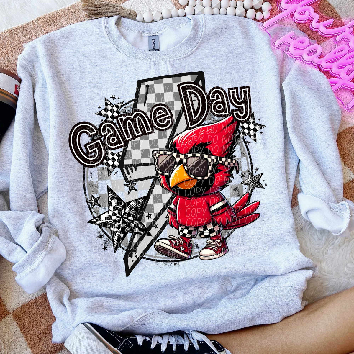 Game day cardinal red shirt lightning bolt (CITY) 52544 DTF transfer