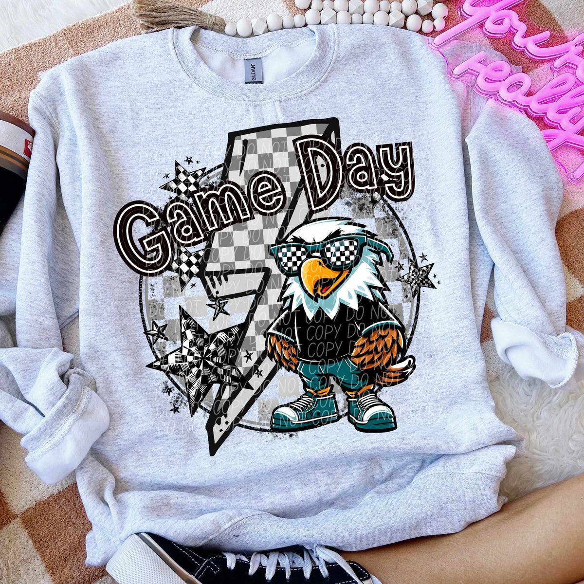 Game day eagle black shirt lightning bolt (CITY) 52539 DTF transfer