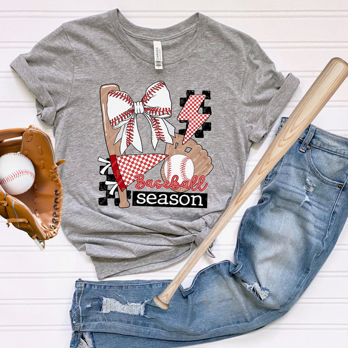 Baseball season (with bow on top left) (MZ) DTF Transfer
