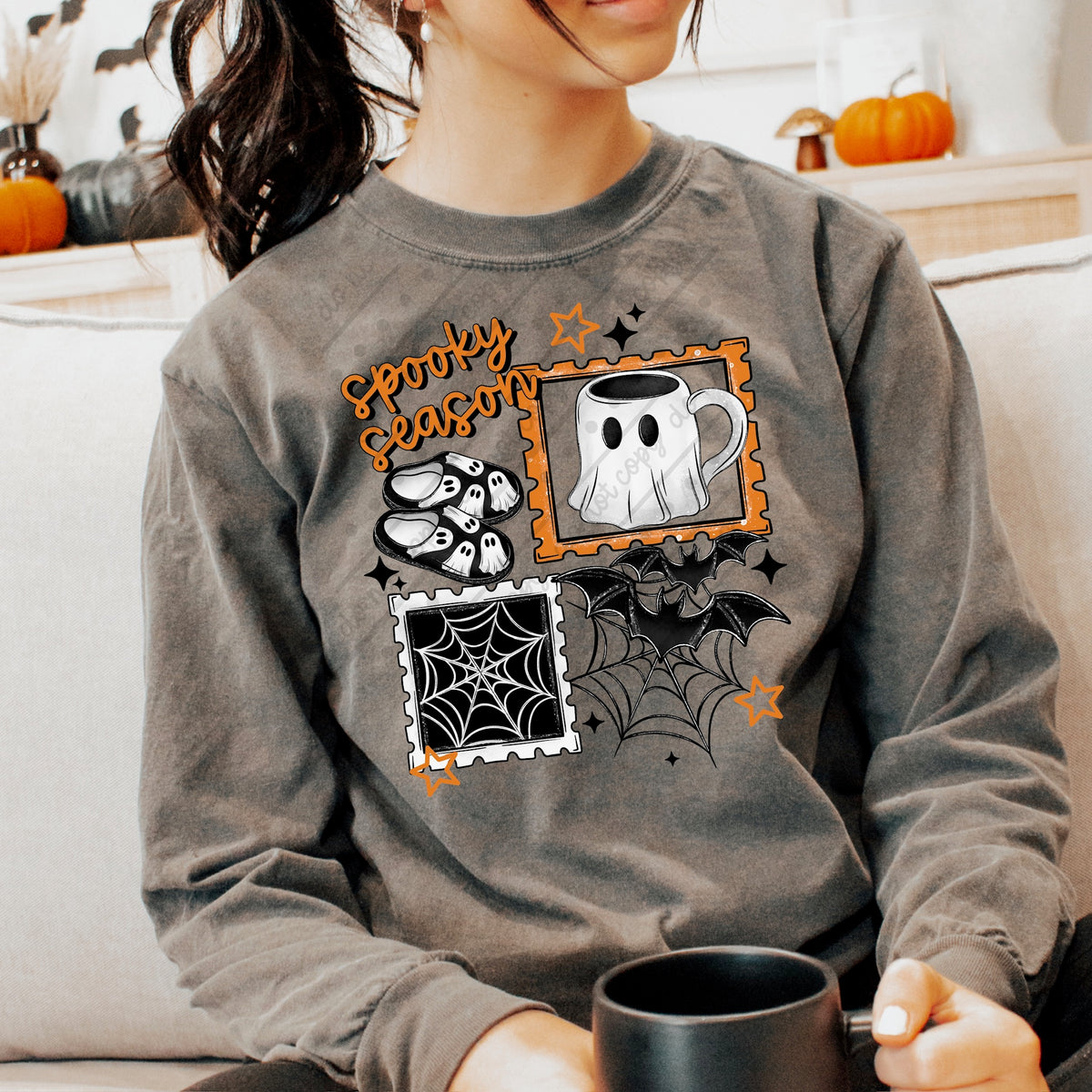 Spooky season stamps with ghost mug (exclusive) DTF Transfer