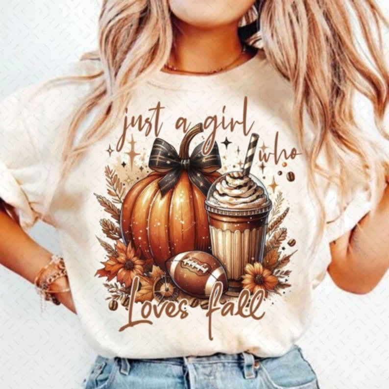 Just a girl who loves fall pumpkin and latte 107760 DTF transfer