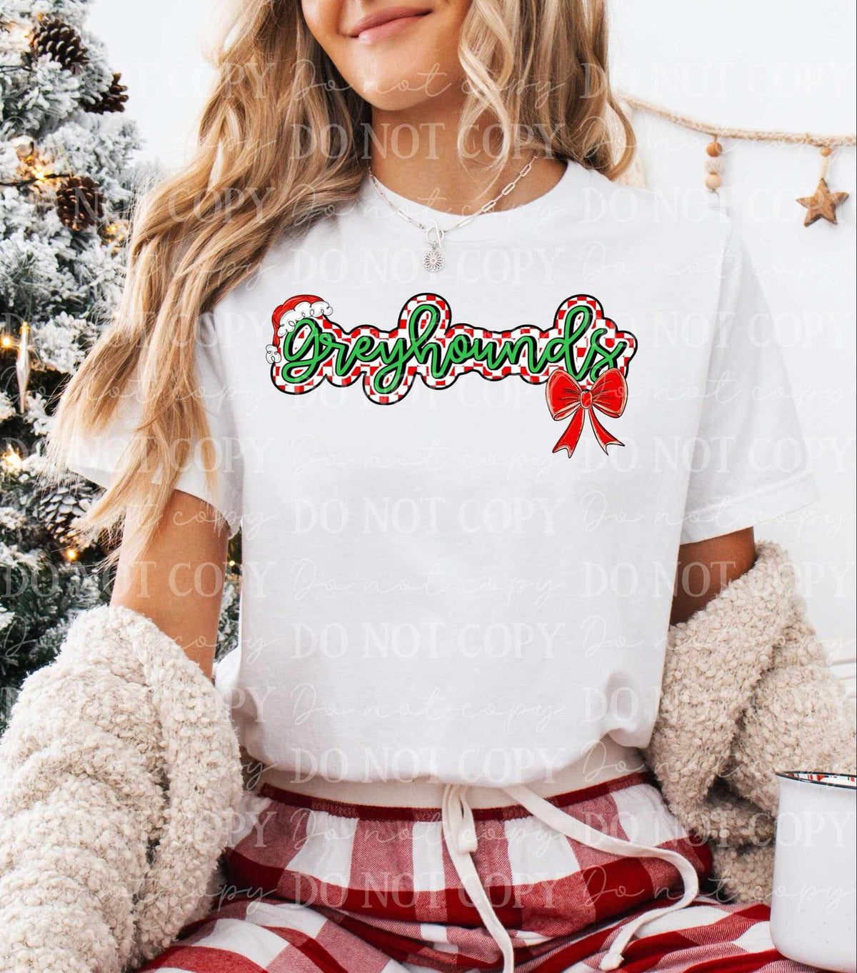 Greyhound Christmas hat and bow (C’s) 65954 DTF transfer