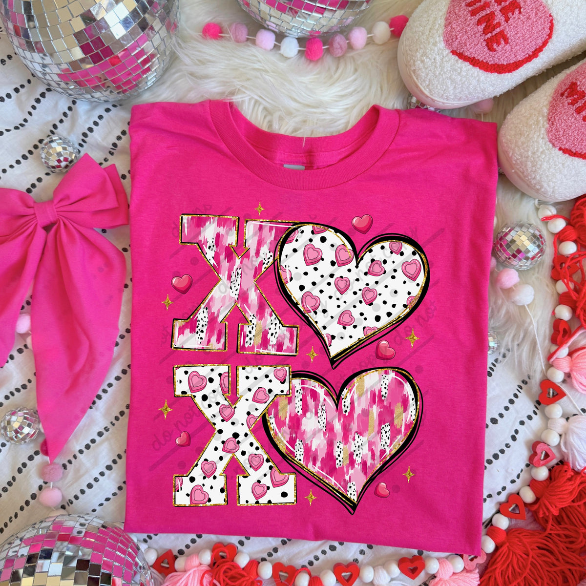 Xoxo hearts brushstrokes DTF transfer