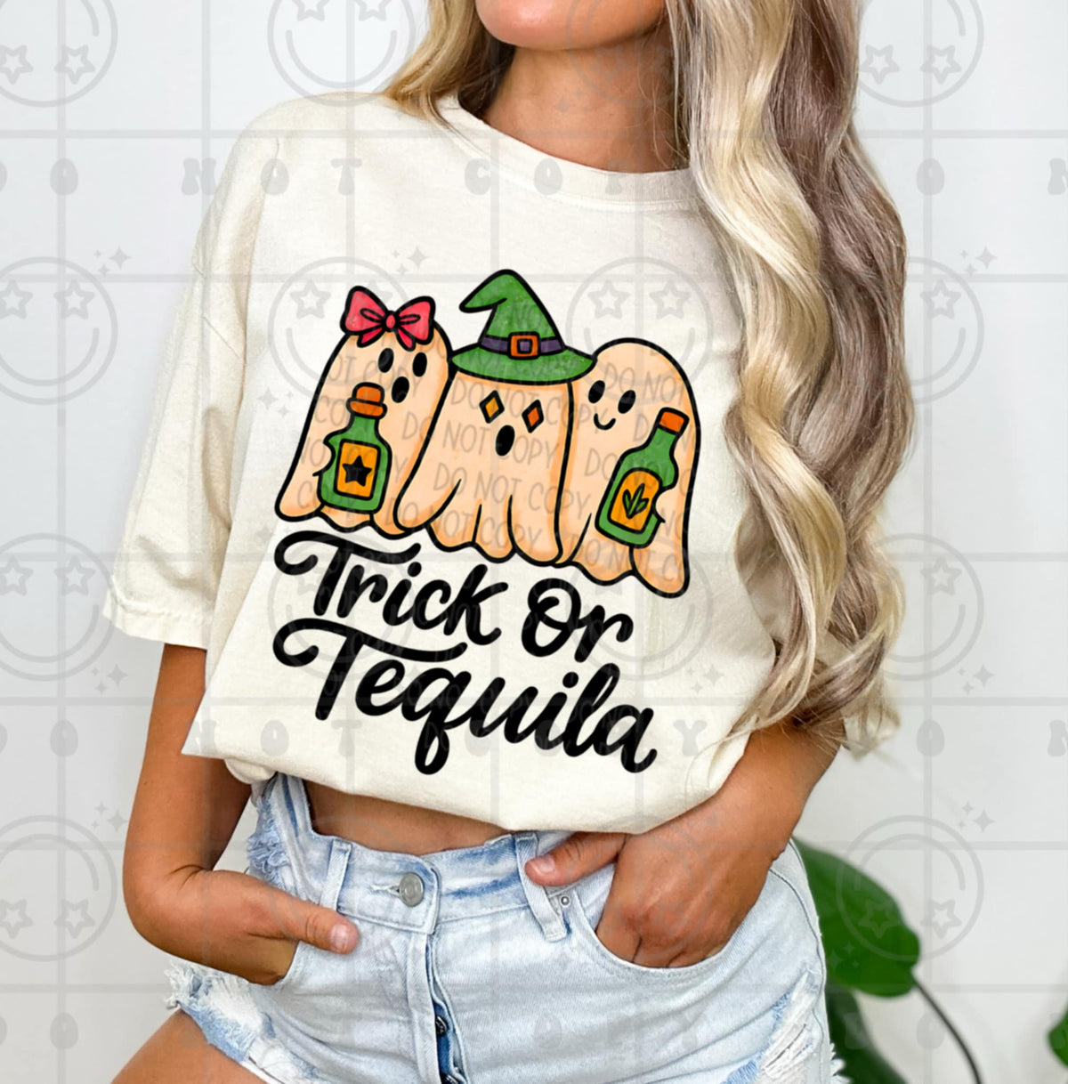 Trick Or Tequila Ghosts HW DTF transfer