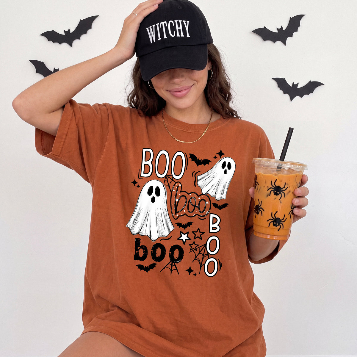 Boo repeated collage black (csc) DTF Transfer