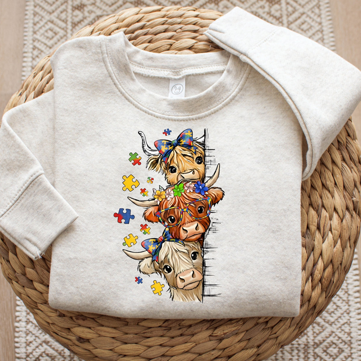 Autism awareness stacked cows DTF transfer