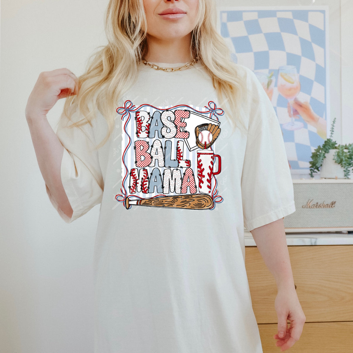 Baseball mama frame (MZ) DTF Transfer