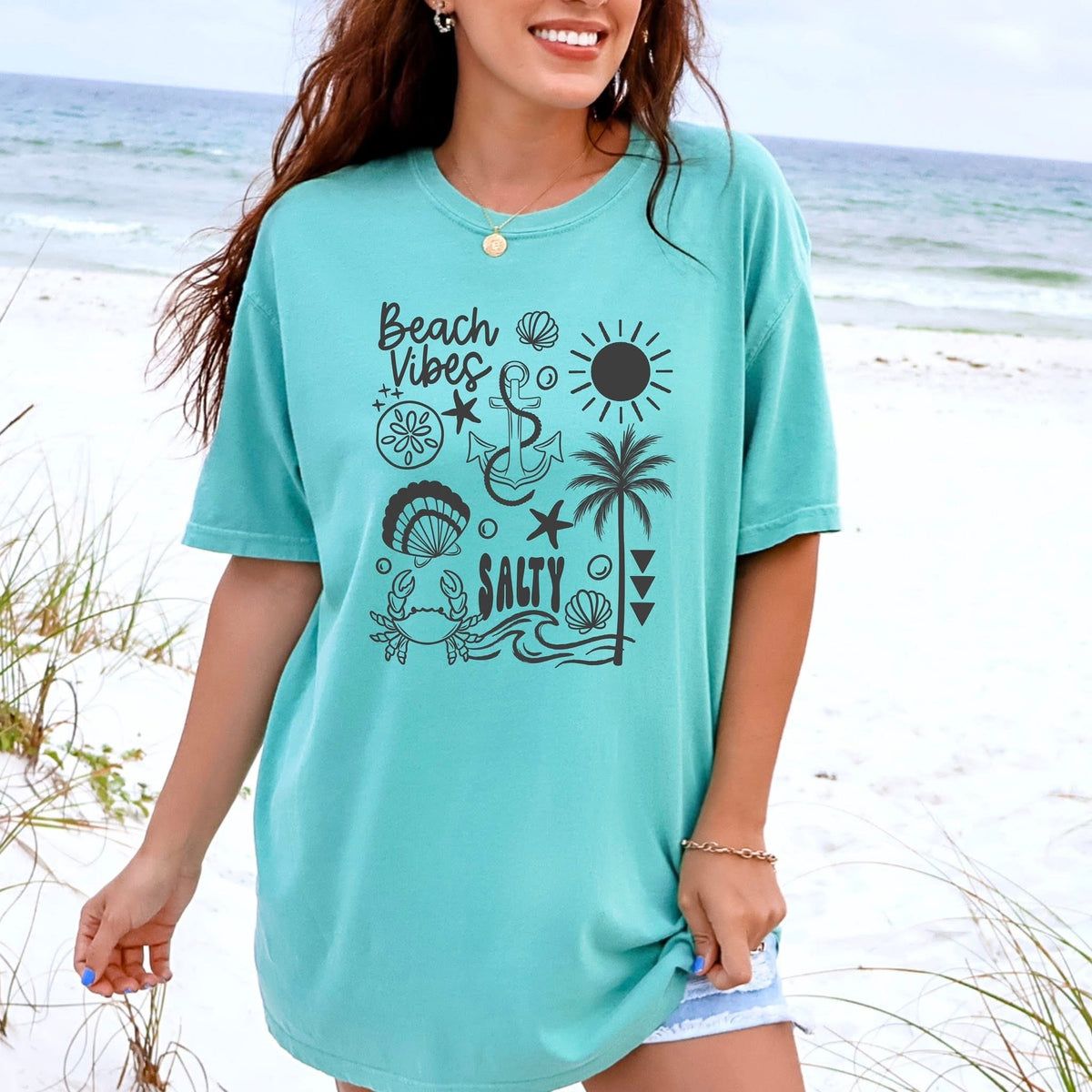 Beach Vibes collage (dark gray) (CSC) DTF Transfer
