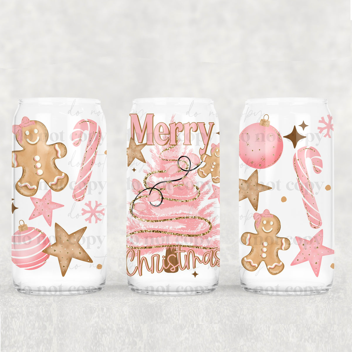 Merry Christmas pink tree (exclusive) UV DTF WRAP