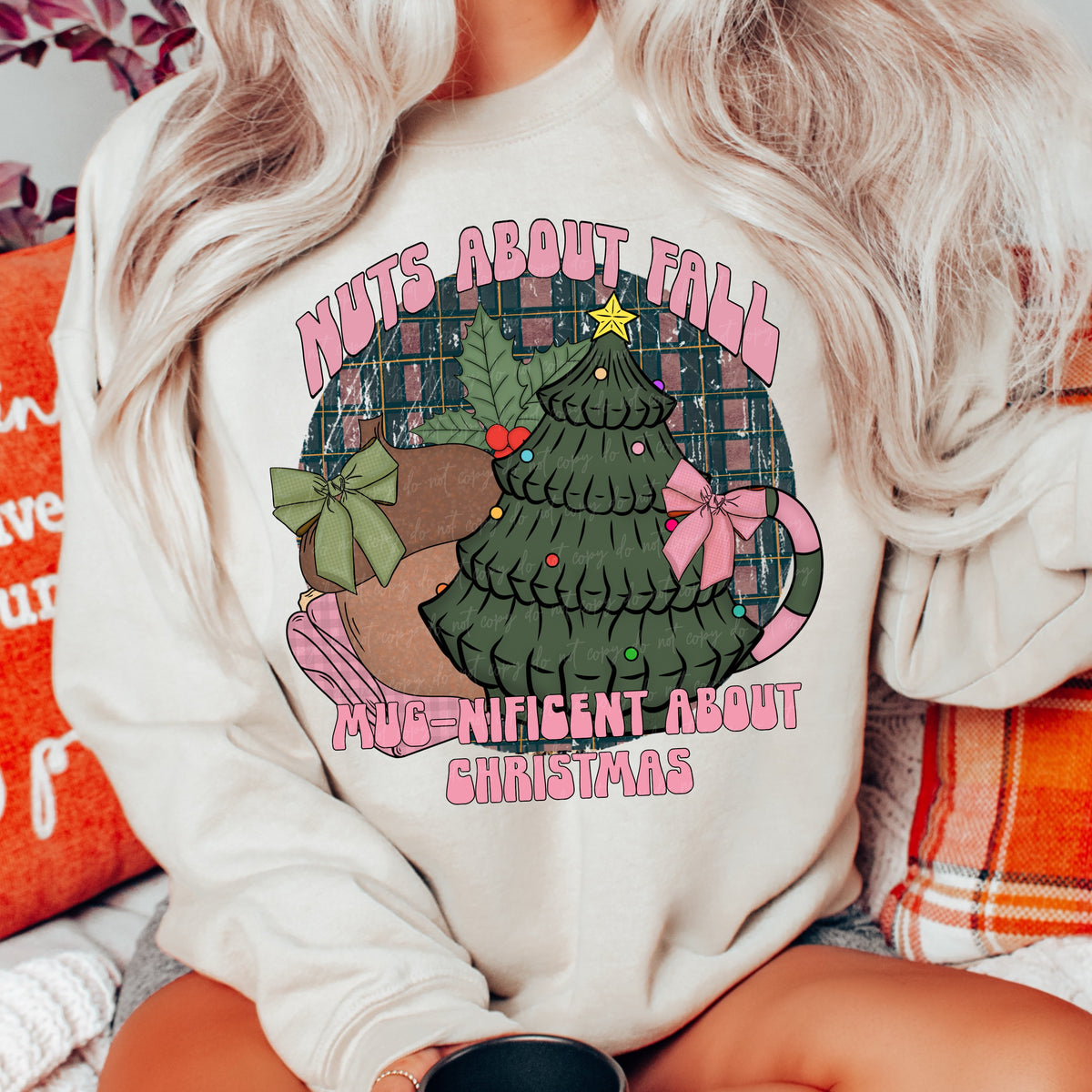 Nuts about fall mugnificent about Christmas 30231 DTF transfer