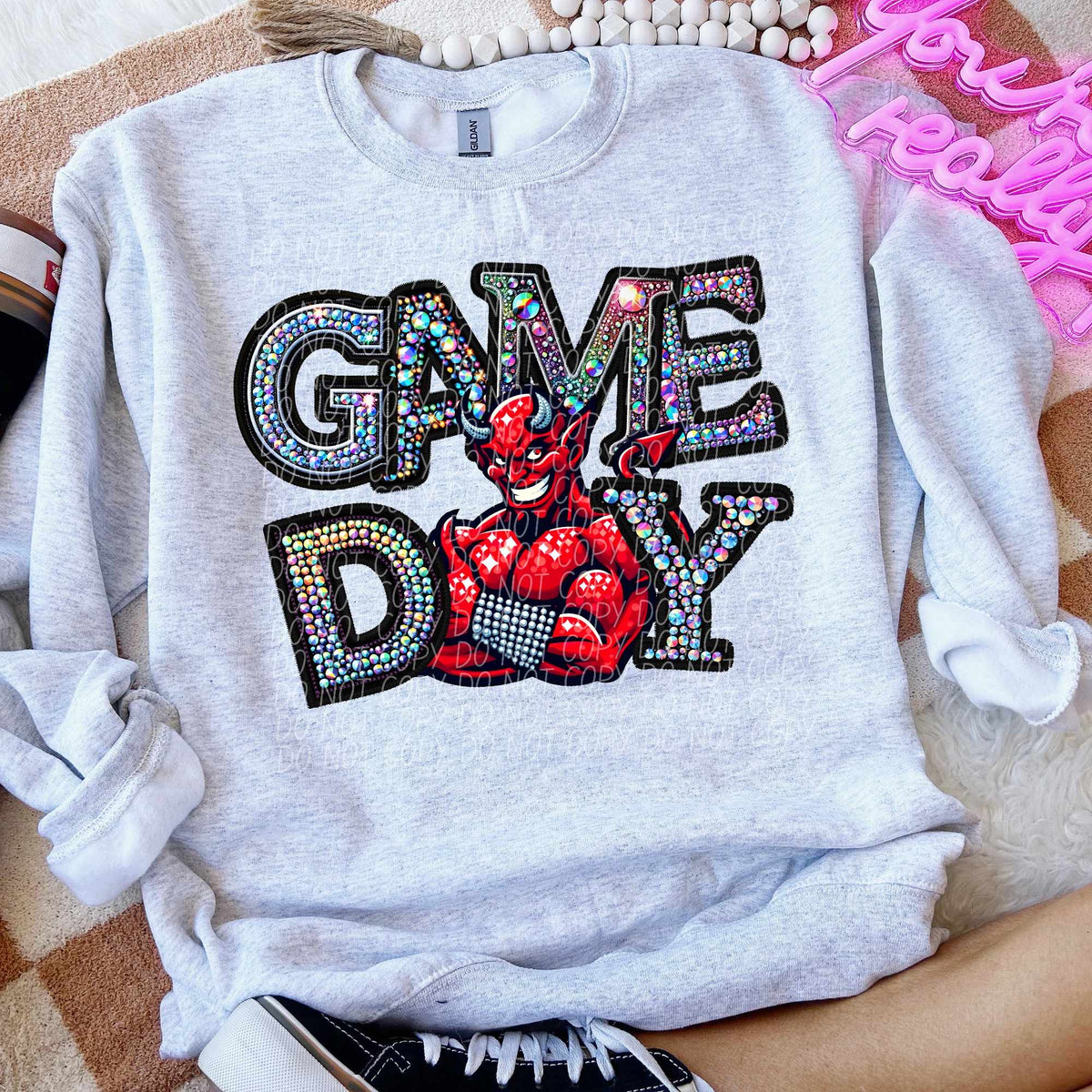 Game day devils rhinestone colored mascot (CITY) 44384 DTF transfer