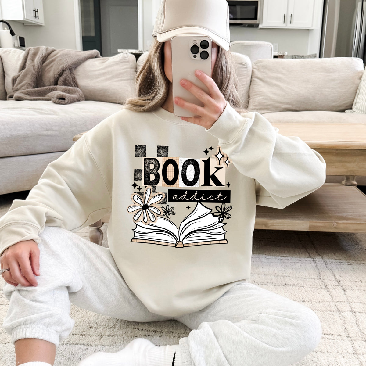 Book addict flowers (black) (CSC) DTF Transfer