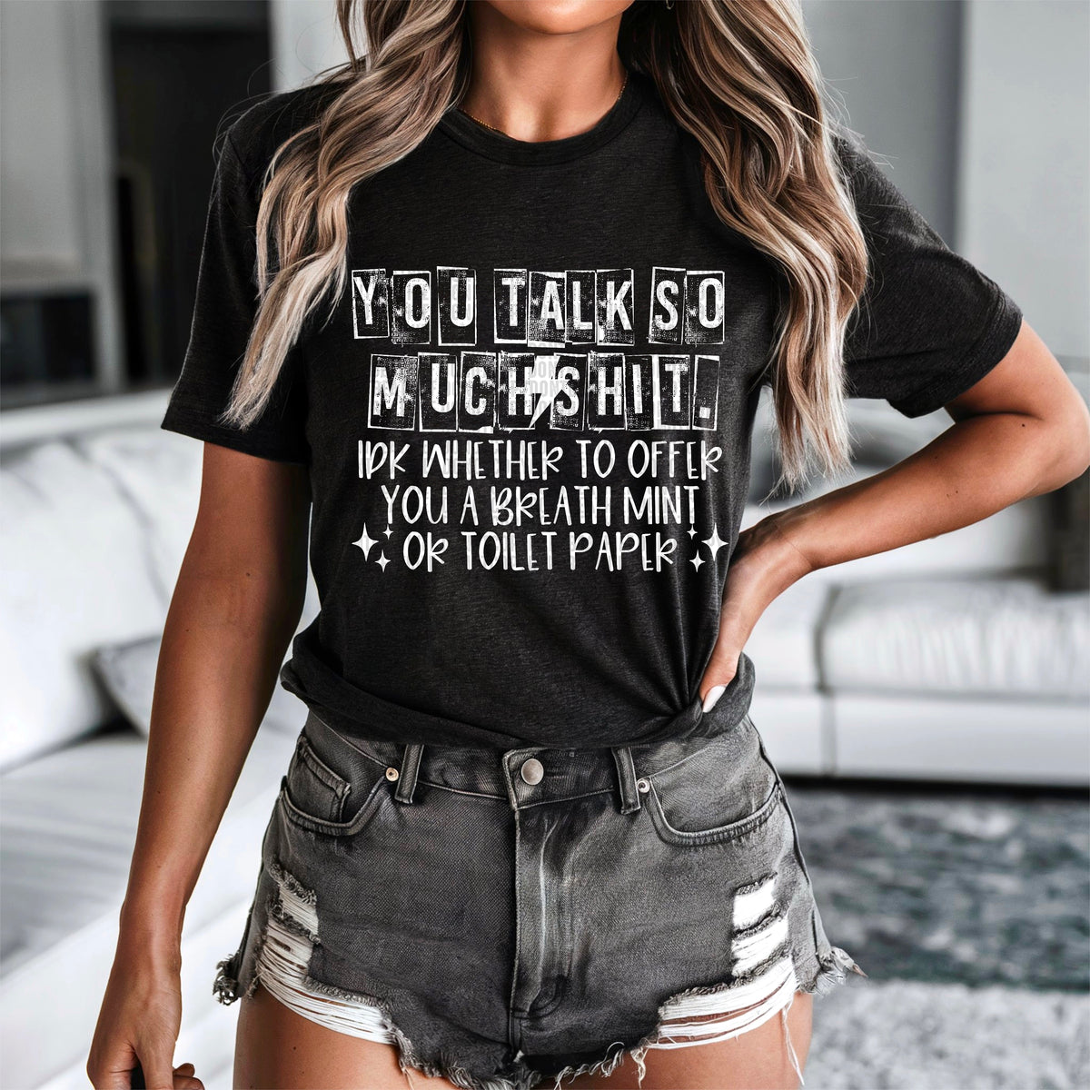 You talk so much shit white font 93692 DTF transfer